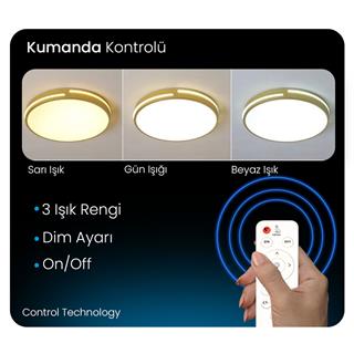 KUMANDALI LED AYDINLATMA GOLD ŞERİT AKRİLİKLİ LED MODERN TAVAN LAMBASI