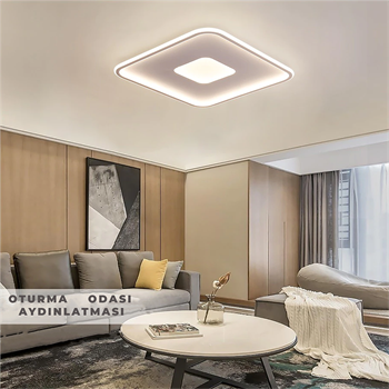 KARE İÇİ KARE LED TAVAN LAMBASI,AVİZE,MODERN AYDINLATMA,DEKORATİF IŞIK