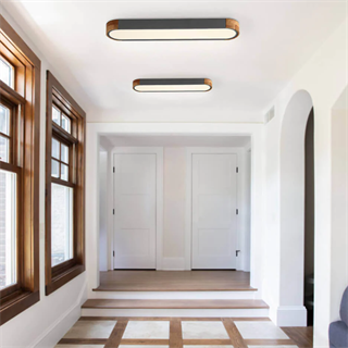 KUMANDALI LED AYDINLATMA OVAL ANTRASİT AHŞAPLI LED TAVAN LAMBASI,MODERN AVİZE