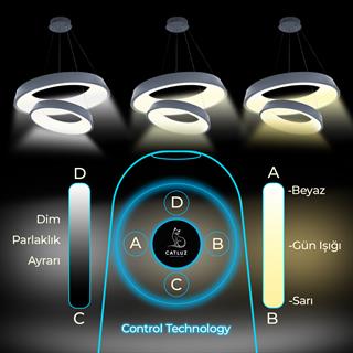 KUMANDALI LED SARKIT AVİZE ANTRASİT ÇEMBER AKRİLİKLİ 3 IŞIK RENKLİ MODERN TAVAN LAMBASI