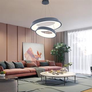 KUMANDALI LED SARKIT AVİZE ANTRASİT ÇEMBER AKRİLİKLİ 3 IŞIK RENKLİ MODERN TAVAN LAMBASI