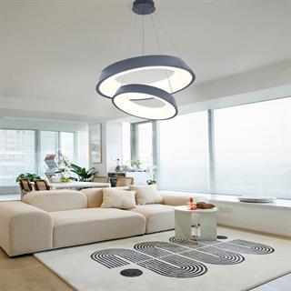 KUMANDALI LED SARKIT AVİZE ANTRASİT ÇEMBER AKRİLİKLİ 3 IŞIK RENKLİ MODERN TAVAN LAMBASI