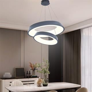 KUMANDALI LED SARKIT AVİZE ANTRASİT ÇEMBER AKRİLİKLİ 3 IŞIK RENKLİ MODERN TAVAN LAMBASI