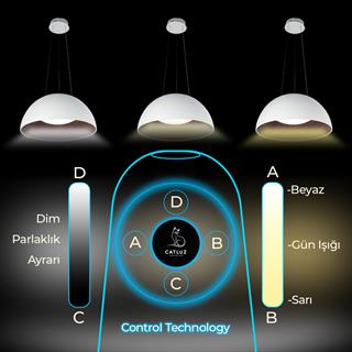 KUMANDALI LED SARKIT AVİZE  BEYAZ İÇİ AHŞAP DOKULU LİMİTED EDITION