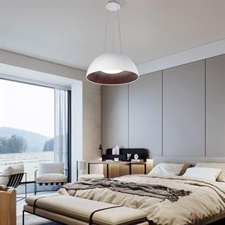 KUMANDALI LED SARKIT AVİZE  BEYAZ İÇİ AHŞAP DOKULU LİMİTED EDITION