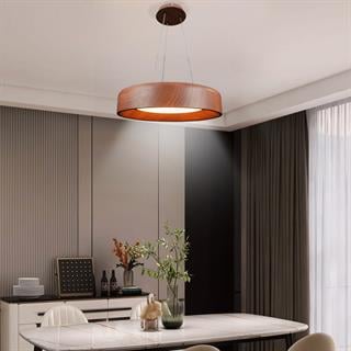 KUMANDALI MODERN LED AHŞAP DESENLİ SARKIT AVİZE 3 IŞIK RENKLİ MODERN TAVAN LAMBASI 