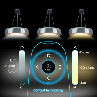 KUMANDALI MODERN LED ANTRASİT SARKIT AVİZE 3 IŞIK RENKLİ MODERN TAVAN LAMBASI 