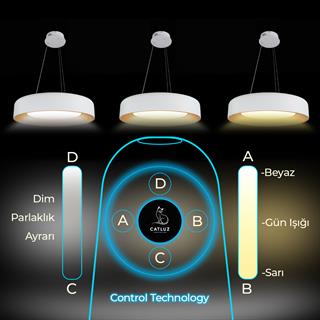 KUMANDALI MODERN LED BEYAZ SARKIT AVİZE 3 IŞIK RENKLİ MODERN TAVAN LAMBASI 