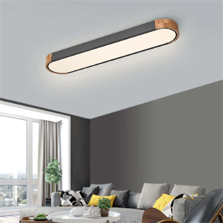 KUMANDALI LED AYDINLATMA OVAL ANTRASİT AHŞAPLI LED TAVAN LAMBASI,MODERN AVİZE