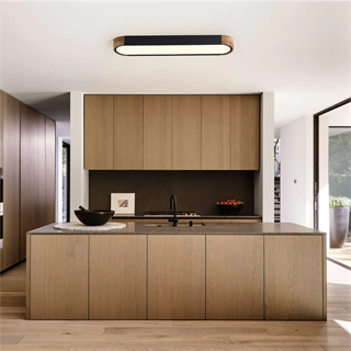 KUMANDALI LED AYDINLATMA OVAL ANTRASİT AHŞAPLI LED TAVAN LAMBASI,MODERN AVİZE