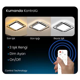 KUMANDALI LED AYDINLATMA SARMAL KARE PLAFONYER,MODERN  TAVAN LAMBASI