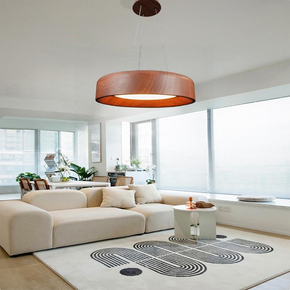 KUMANDALI MODERN LED AHŞAP DESENLİ SARKIT AVİZE 3 IŞIK RENKLİ MODERN TAVAN LAMBASI 