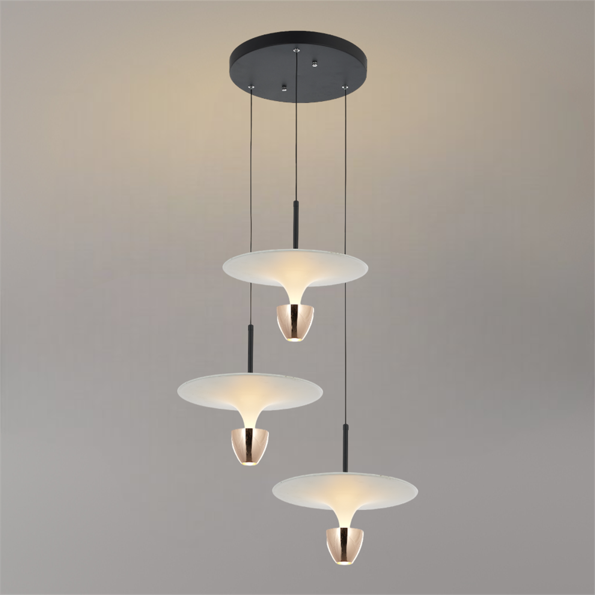LED LAMBA,PARAŞÜT SARKIT AVİZE,MODERN AYDINLATMA Ø30CMX3 ADET ÇAP SIRALI AŞAĞI IŞIK