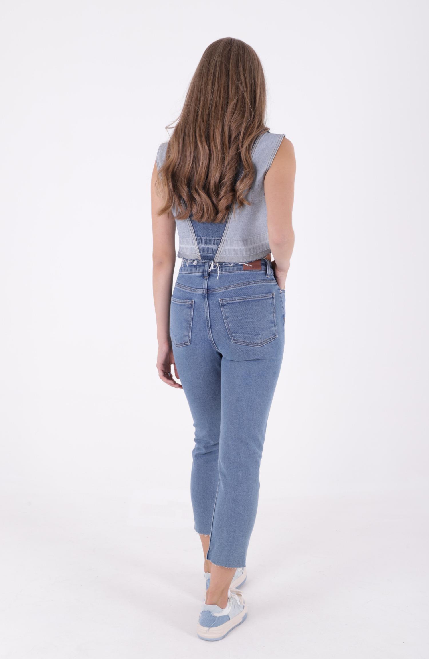 Dikişsiz Paça Yüksek Bel Mom Fit Kot Pantolon