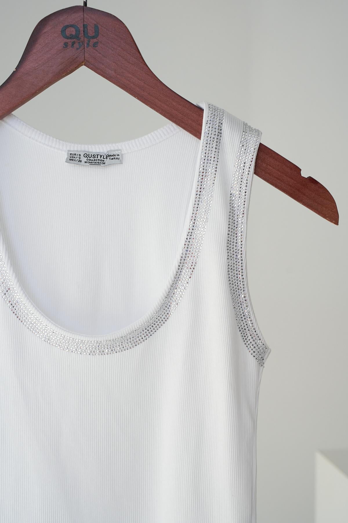 Kadın Cameron Örme Atlet - Beyaz