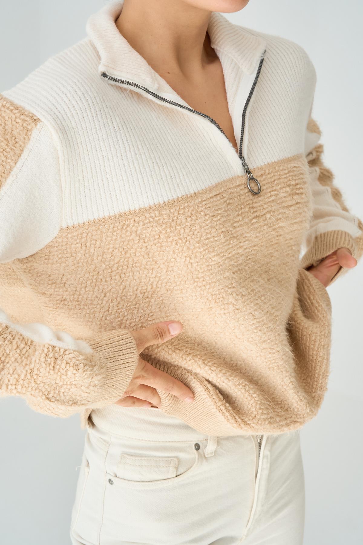 Kadın Lendina Triko Kazak - Bej-Krem