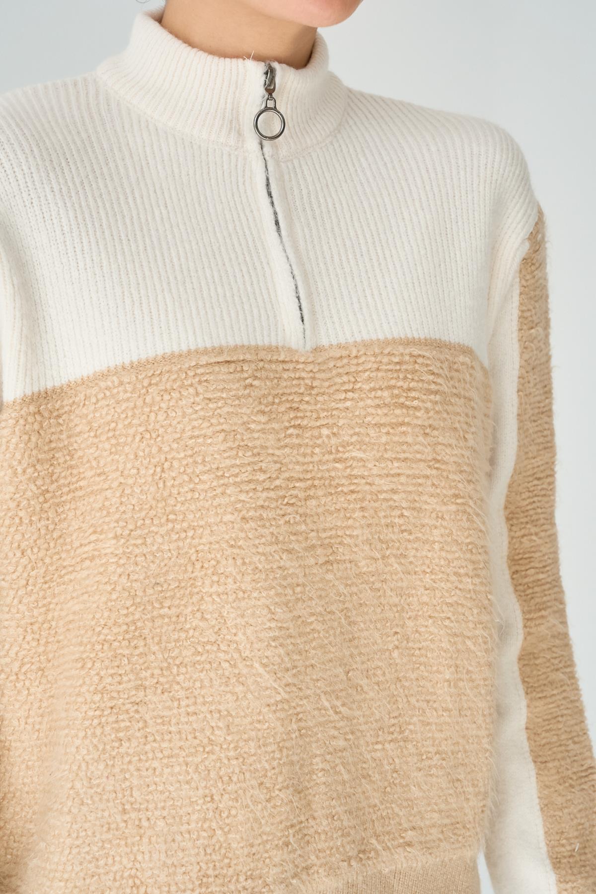 Kadın Lendina Triko Kazak - Bej-Krem