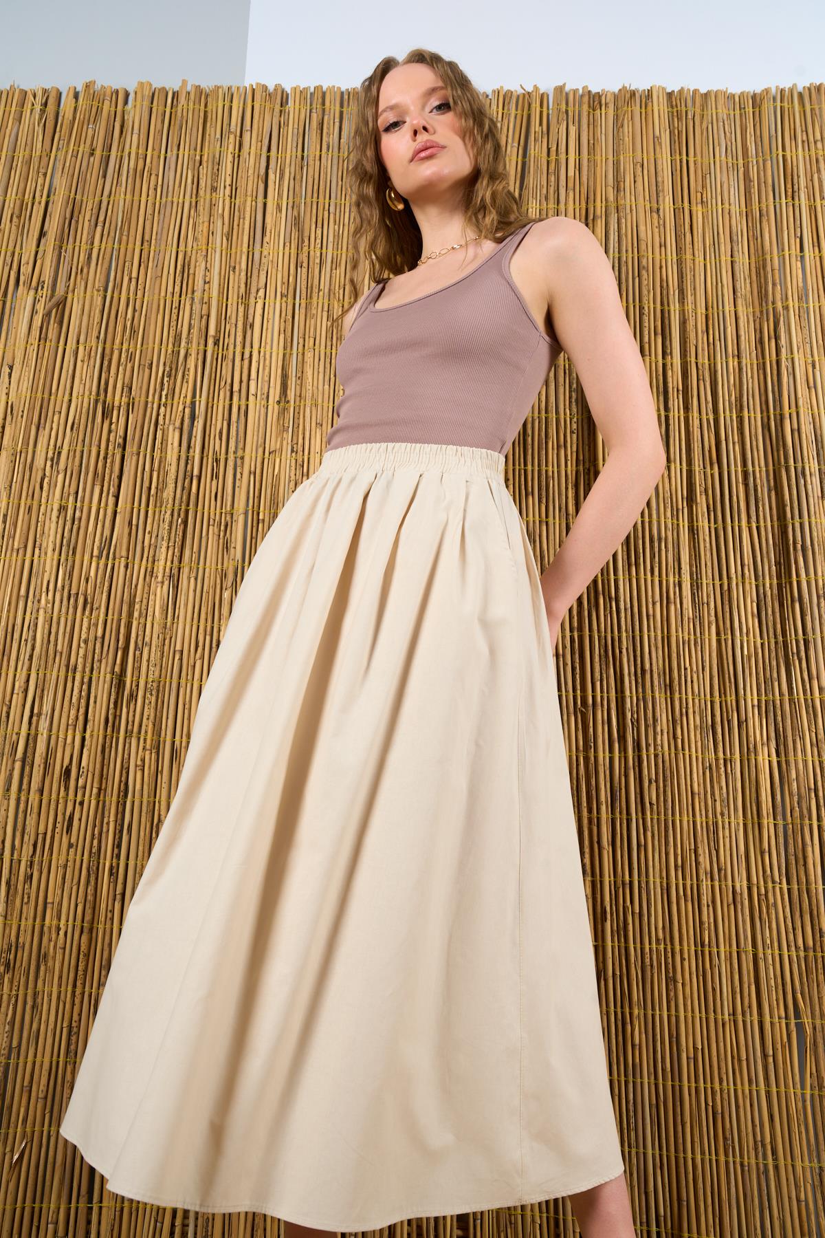 Kadın Lolli Dokuma Etek - Bej