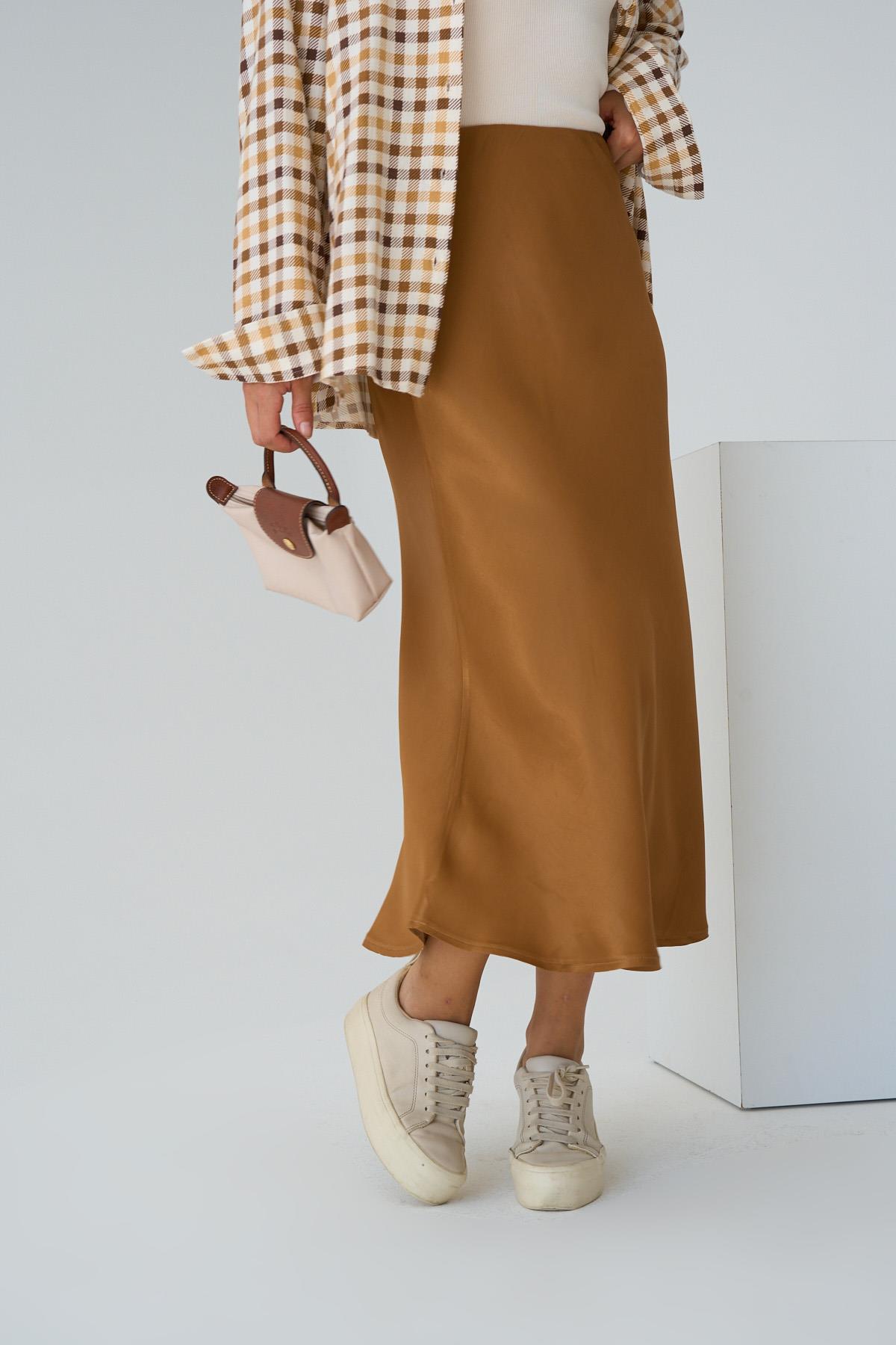 Kadın Scarlet Dokuma Etek - Tarçın