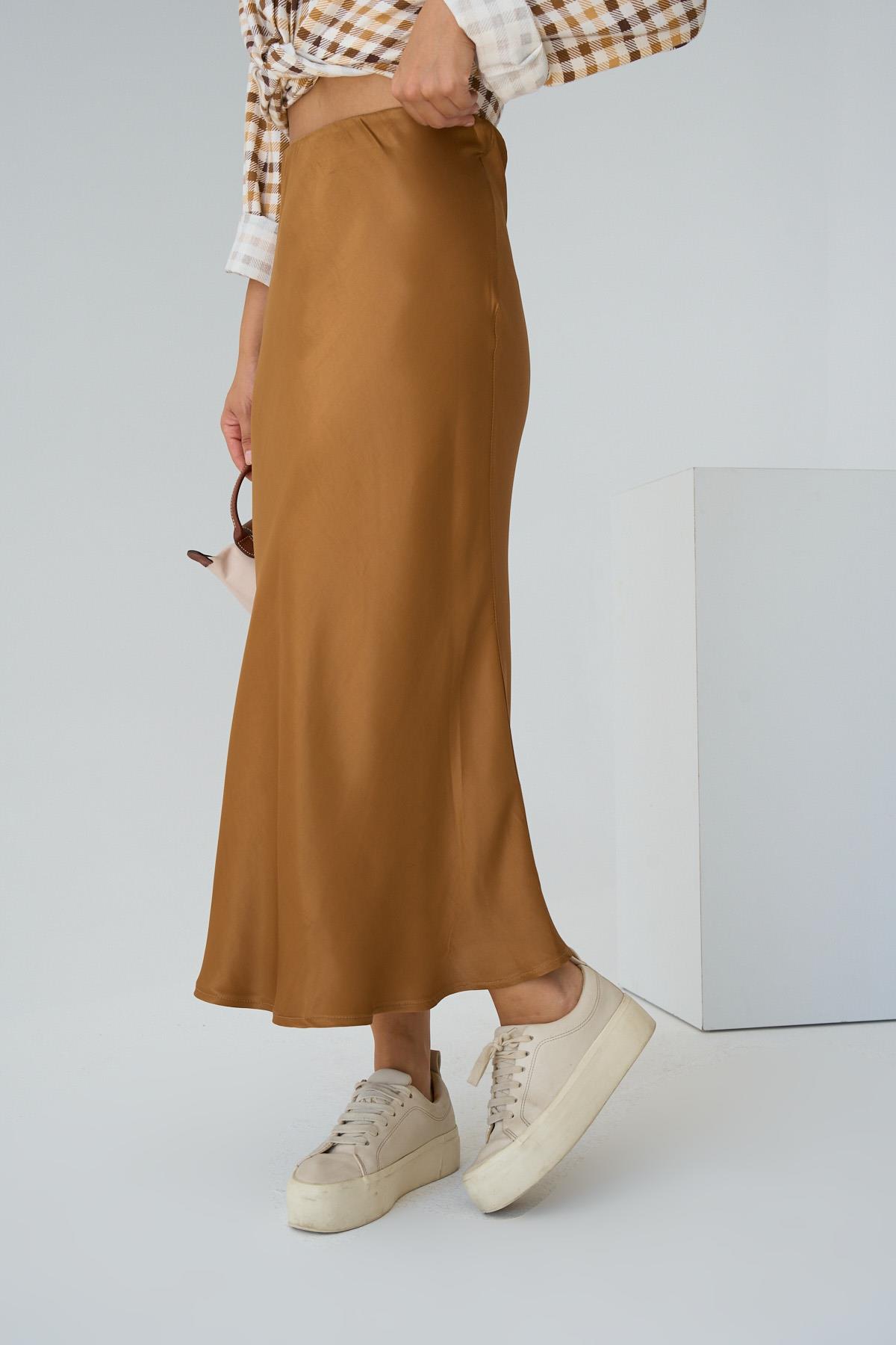 Kadın Scarlet Dokuma Etek - Tarçın