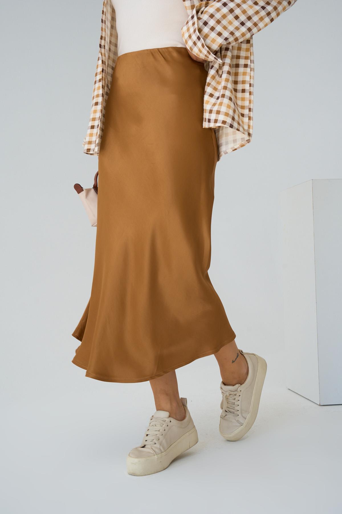Kadın Scarlet Dokuma Etek - Tarçın