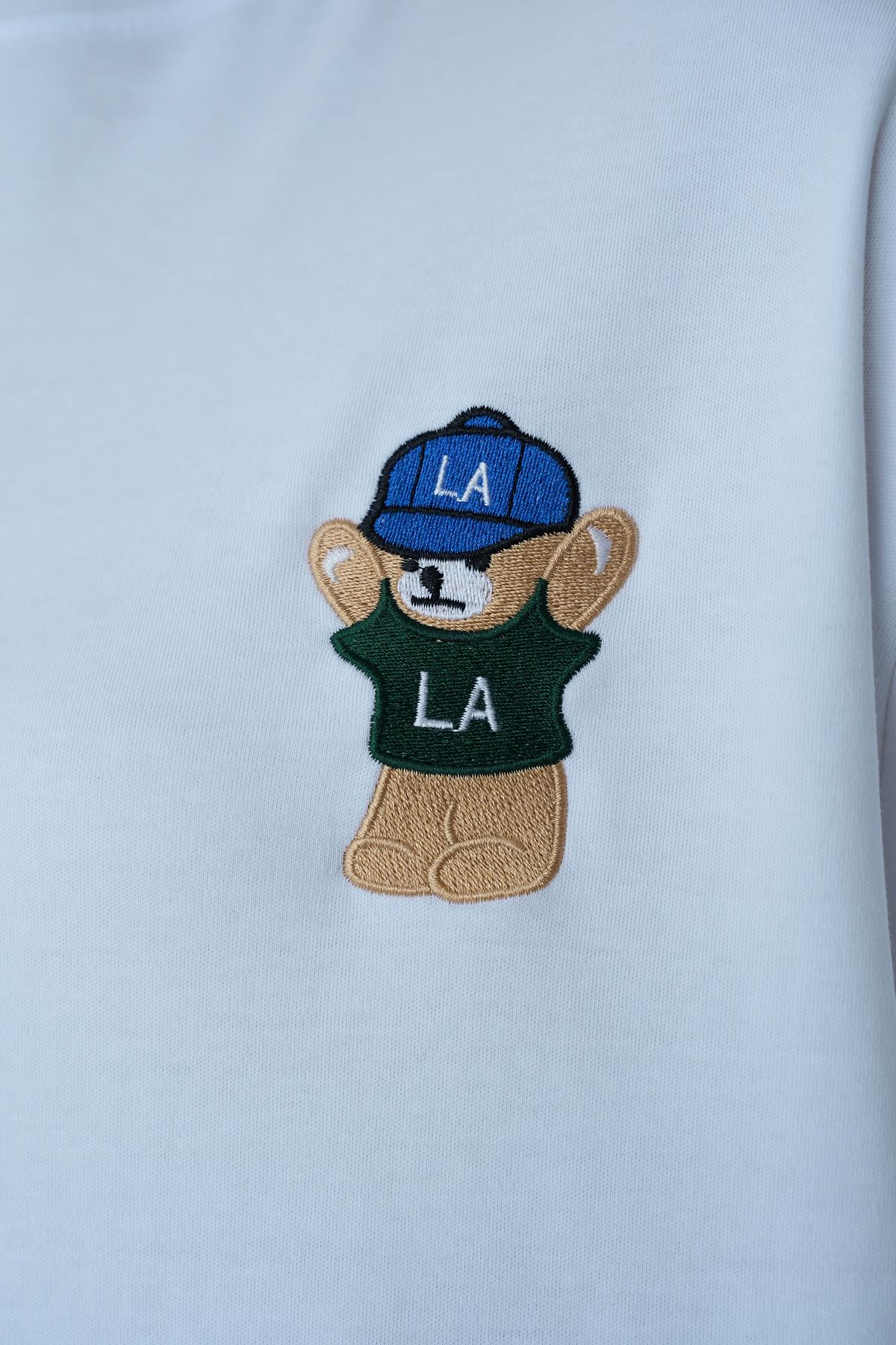 Kadın Tittle Ayıcık Desen Uzun Kol Body - Beyaz