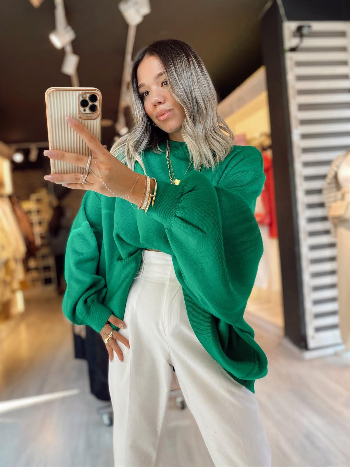 Balloon Sleeve Oversize Sweater