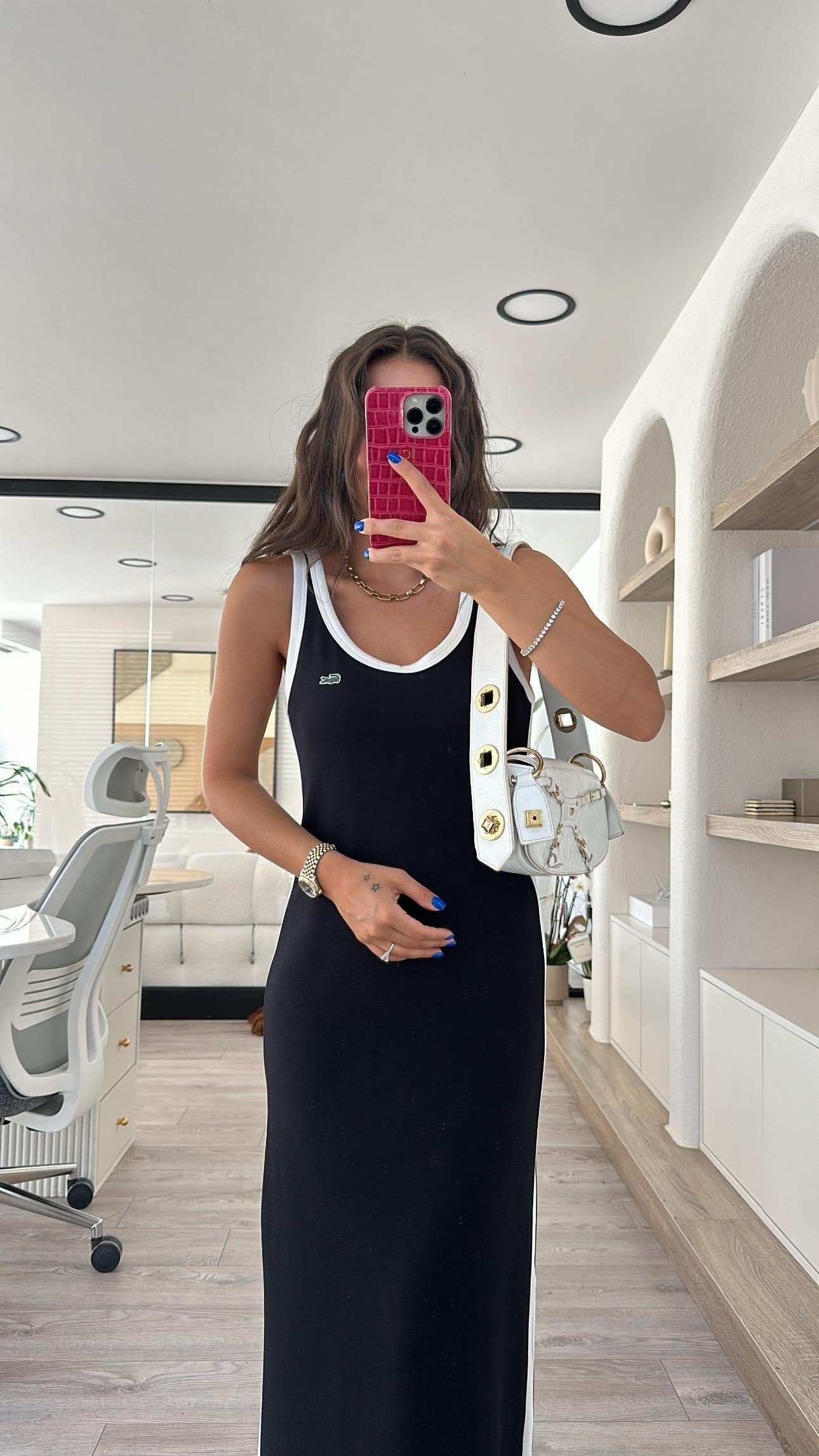 Brand Model Dress with Side Slit and Piping