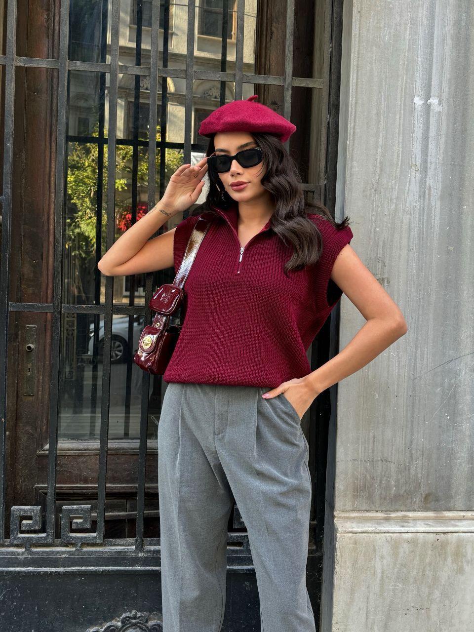 Fermuarlı Yaka Triko Süveter