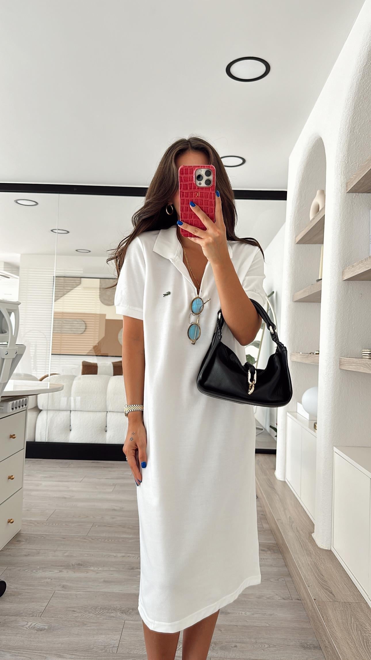 Polo Collar Brand Model Midi Dress