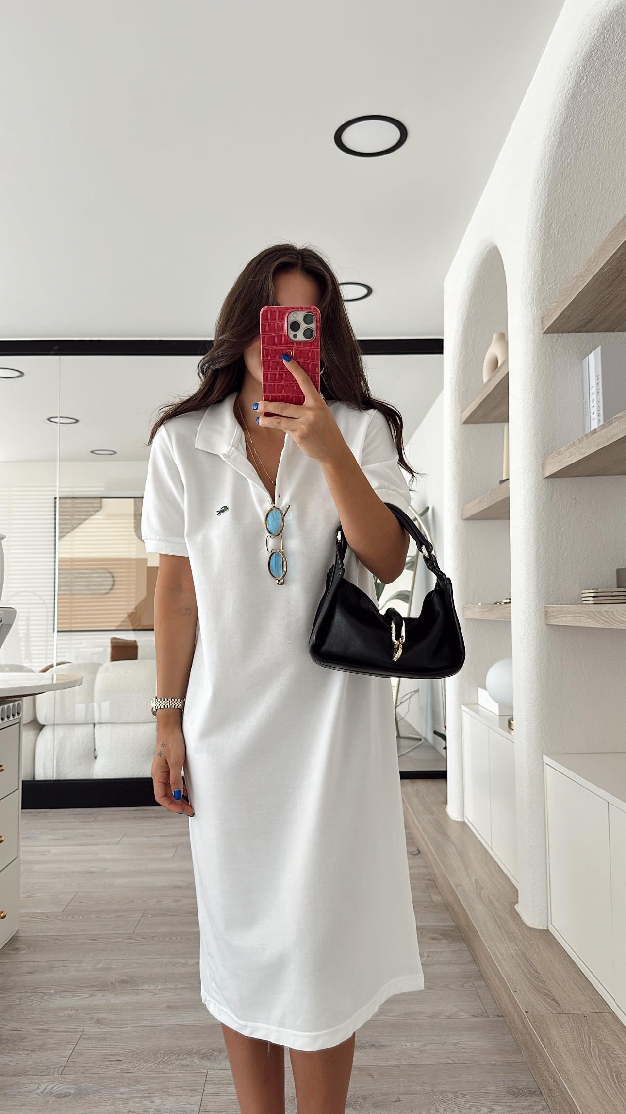 Polo Collar Brand Model Midi Dress