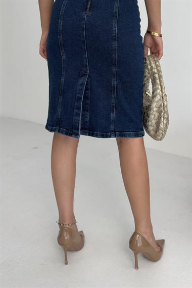 Askılı Fermuarlı Midi Elbise