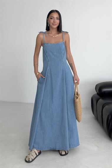 Bağcık Detaylı Volanlı Elbise