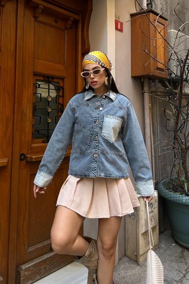 Cep Detaylı Klasik Kot Ceket