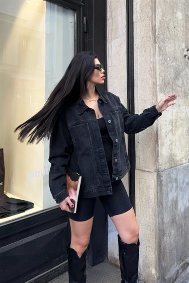 Cep Detaylı Kot Ceket