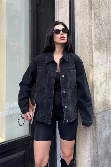 Cep Detaylı Kot Ceket