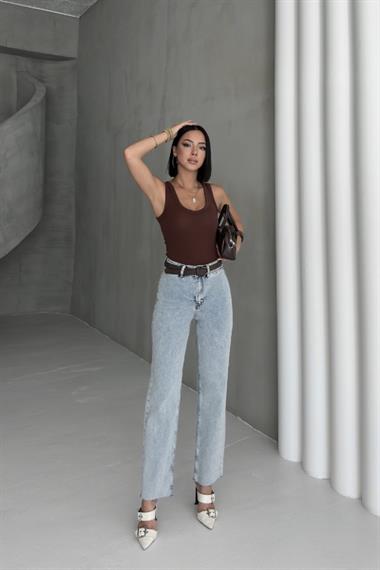 Cep Detaylı Palazzo Kot Pantolon