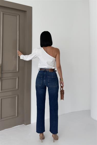 Cep Detaylı Palazzo Kot Pantolon