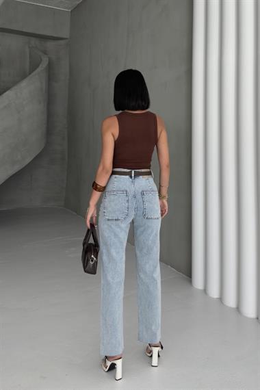 Cep Detaylı Palazzo Kot Pantolon