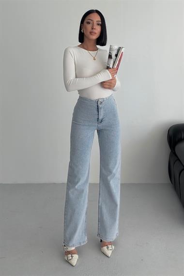 Cepsiz Pensli Bol Paça Kot Pantolon