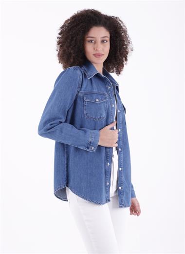 Çıtçıtlı Kot Gömlek