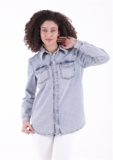 Çıtçıtlı Kot Gömlek