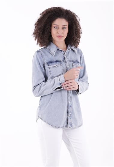 Çıtçıtlı Kot Gömlek