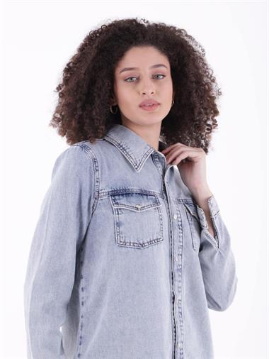 Çıtçıtlı Kot Gömlek