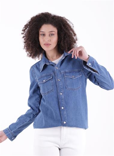 Çıtçıtlı Kot Gömlek