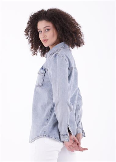 Çıtçıtlı Kot Gömlek