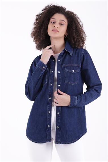 Çıtçıtlı Kot Gömlek