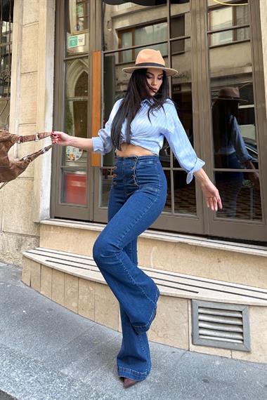 Çok Düğmeli İspanyol Kot Pantolon