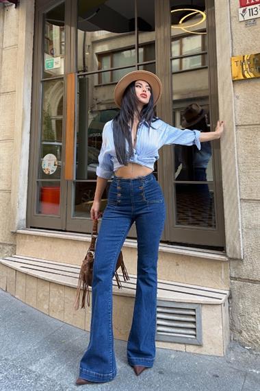 Çok Düğmeli İspanyol Kot Pantolon