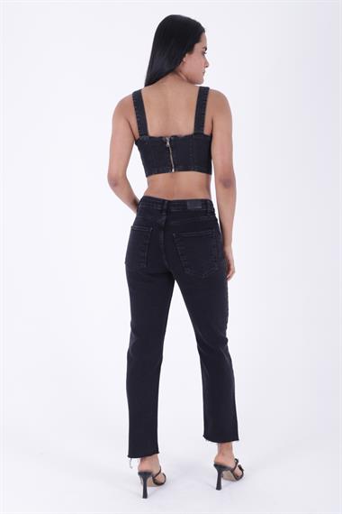 Damla Taşlı Mom Fit Kot Pantolon